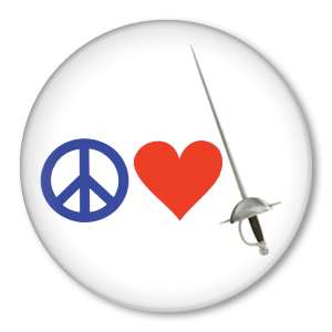 PEACE LOVE FENCING pin button foil epee sword sport NEW  