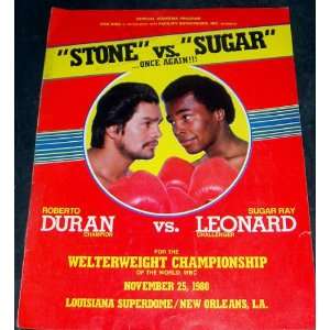 Roberto Duran Vs Sugar Ray Leonard Autographed (By Both) 1980 Boxing 