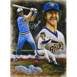 Robin Yount Autographed Sky Box Canvas by Andrew Goralski LE 