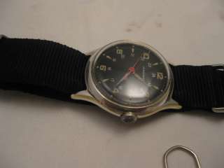 GERMAN JUNGHANS MILITARY WATCH 14HR DIAL RAISED LUMINATED HANDS RED 