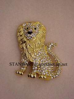WIZARD OF OZ Cowardly Lion Diamond gemstone BROOCH Pin , measures 