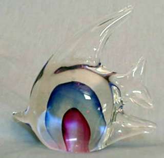 This blue, grape and clear colored angel fish is an example of fine 