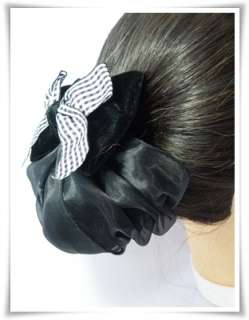 Beautiful Black Bow Barrette Snood Hair Net Hair Band  