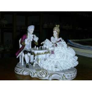   Authentic German Dresden Porcelain Fired Lace Figurine: Home & Kitchen