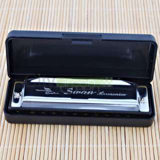   Special Swan Harmonica 10 Holes Key Of G Silver with Case High Quality