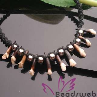 Cool Mans Wolf Tooth Pendants Braid Amulet Necklace AA  