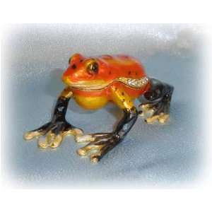  Orange Tree Frog Jeweled Trinket Box
