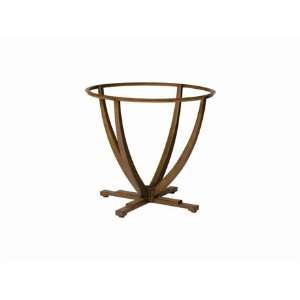   Round Metal Patio End Table Base Aged Spruce Finish