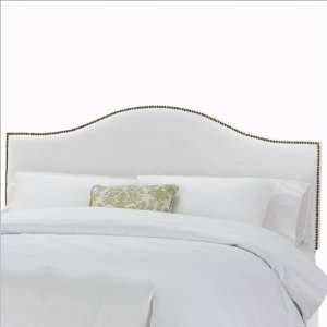   Button Arched Upholstered Headboard in Velvet White Furniture & Decor