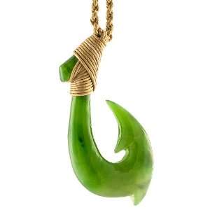 Maori Green Jade Hei Matau Fish Hook Pendant Jewelry