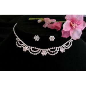   Jewelry Set, Crystal Silver Finish 