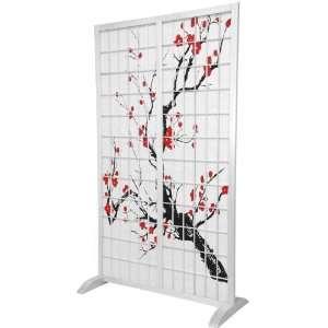  ft. Tall Cherry Blossom Freestanding Room Divider  WHT