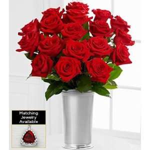  Red Rose Valentines Day Flower Bouquet   18 Stems   Vase Included