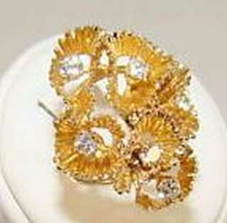 Beautiful Flower Diamond Ring 14kt Gold Estate Jewelry  