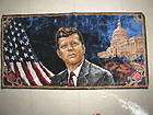 Vintage John Jack Kennedy Tapestry Rug Wall Hanging WOW