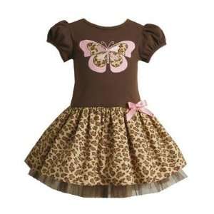  Bonnie Jean Brown Leopard Butterfly TuTu Dress (Size 24 Months) Baby
