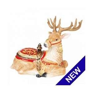    Fitz & Floyd Damask Holiday Deer Stag Lidded Box: Home & Kitchen