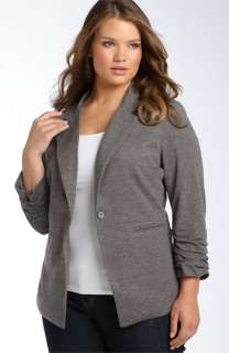 Gibson Ruched Sleeve Knit Blazer (Plus)  