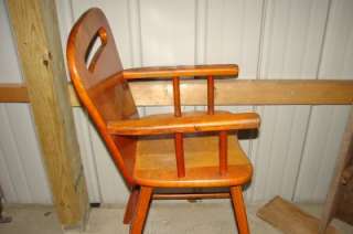 Vintage Maple Wood Baby High Chair  
