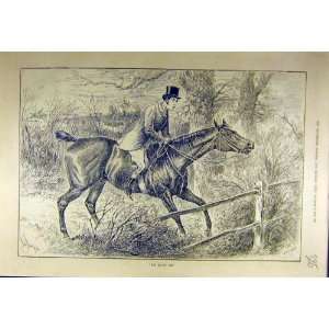  1886 Horse Refusal Jump Rider Hunter Fence Hunt Print 