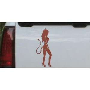Sexy Evil Girl Car Window Wall Laptop Decal Sticker    Brown 18in X 7 