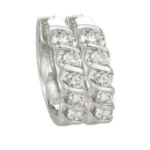  14K White Gold 7/8 ct. Diamond Huggie Earrings Katarina Jewelry
