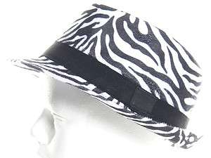 NEW Mens 100% Cotton Crushable Stingy Upturn Brim Fedora Hat Zebra 