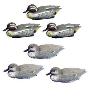   Hen Green Winged Teal Duck Hunting Decoys w/ Weighted Keels 6 Ct Set