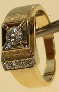 14k yellow gold .54ct mens diamond cluster ring 9 gents vintage estate 