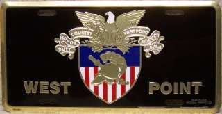 Aluminum Military License Plate West Point Crest NEW  