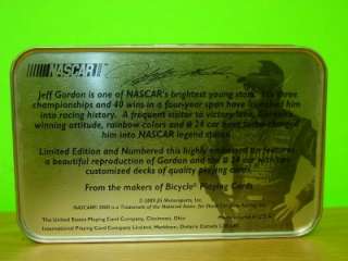 New NASCAR Racing # 24 Jeff Gordon Playing Cards & Tin Box Container 