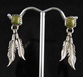   Feather Post Earrings Navajo Sterling Silver Native American Jewelry