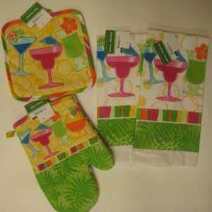   Kitchen Towel Set with Pot Holder and Oven Mitt