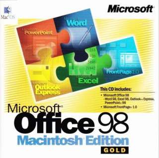 MS Office 98 Gold MAC CD desktop suite w/ Frontpage, Excel, Word, etc 