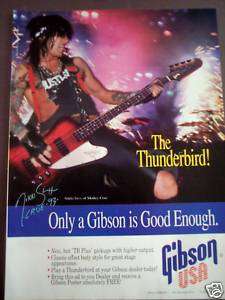 1993 Gibson Thunderbird Guitar Nikki Sixx vintage ad  