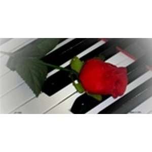  Piano Keys and Red Rose License Plates Tags Plate Tag Tags 