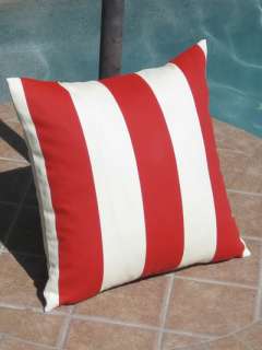 Outdoor Strawberry Red Stripe Throw Pillow Cover  