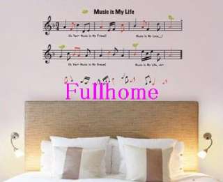 Music is life Wall Stickers DIY Mural Deco Decal,R061  
