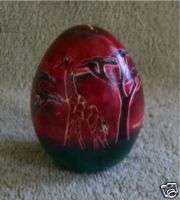 African Egg Paperweight Hand Painted Red KENYA Africa  