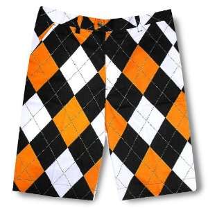 Loudmouth Golf Mens Shorts: Orange & Black   Size 32