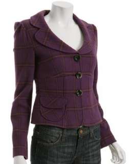 Nanette Lepore plum plaid wool Piccolo jacket   