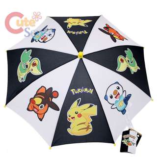 Paraguas de los niños de Pokemon blanco y negro   Pikachu Snivy Tepig 