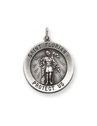 Sterling Silver St. Florian Medal Charm   24MM (1) JewelryWeb