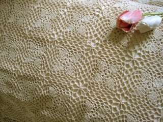 Hand Crochet Four leaf Clove Cotton Pillowcase Ecru L  