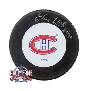 Elmer Lach Autographed/Hand Signed Montreal Canadiens Logo Hockey Puck 