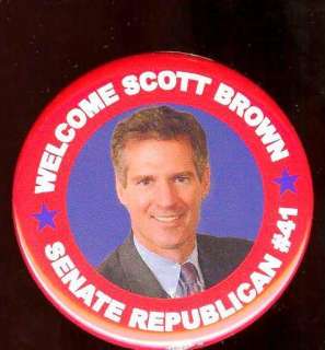 Welcome SCOTT BROWN #41 pin Senate Mass. Button  