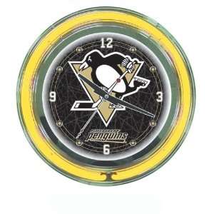  NHL Pittsburgh Penguins Neon Clock   14 inch Diameter 