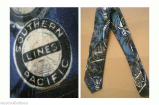 SOUTHERN PACIFIC LINES RAILROAD TRAIN FABRIC NECKTIE  