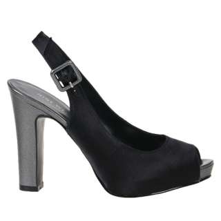 Nine West Womens Shoes Slingback Heels Siebert Black Satin  