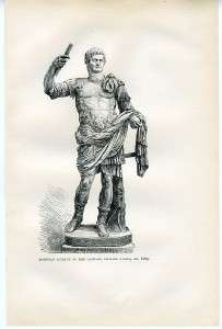 Domitian Roman Emperor Statue Rome 1886 Antique Print  